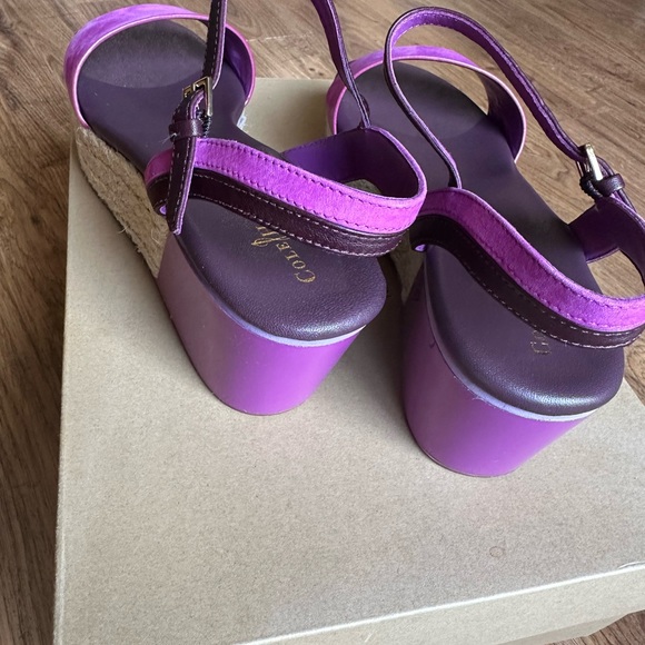 NEW COLE HAAN Arden Mixed-Media Platform Wedge Sandals , like new , worn once - Picture 3 of 9